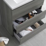 Lazzaro 30" Gray Wood Free Standing Modern Bathroom Vanity w/ Medicine Cabinet