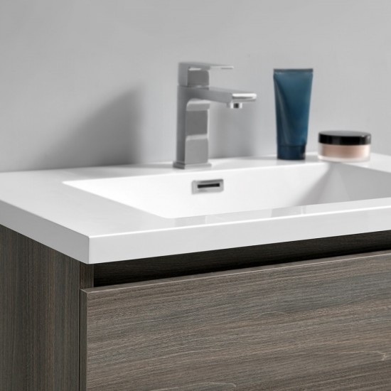 Lazzaro 30" Gray Wood Free Standing Modern Bathroom Vanity w/ Medicine Cabinet