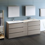 84 Gray Wood Free Standing Double Sink Bathroom Vanity w/ Medicine Cabinet