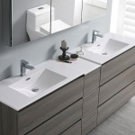 84 Gray Wood Free Standing Double Sink Bathroom Vanity w/ Medicine Cabinet