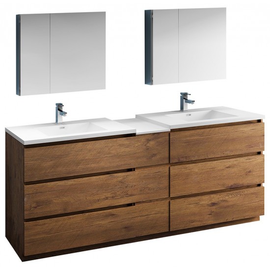 84 Rosewood Free Standing Double Sink Modern Bathroom Vanity w/ Medicine Cabinet