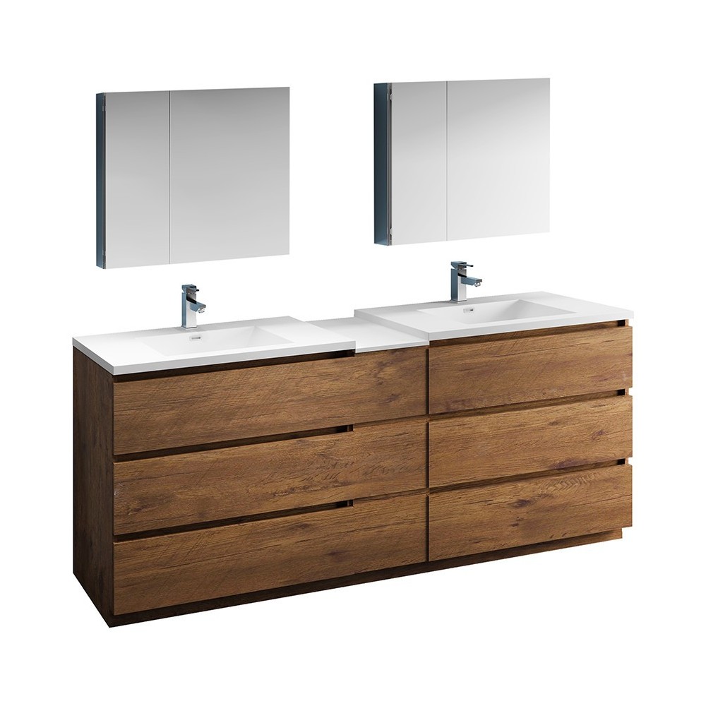 84 Rosewood Free Standing Double Sink Modern Bathroom Vanity w/ Medicine Cabinet