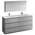 72 Gray Free Standing Dbl Sink Bathroom Vanity, Medicine Cabinet, FVN93-3636GR-D