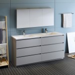 72 Gray Free Standing Dbl Sink Bathroom Vanity, Medicine Cabinet, FVN93-3636GR-D