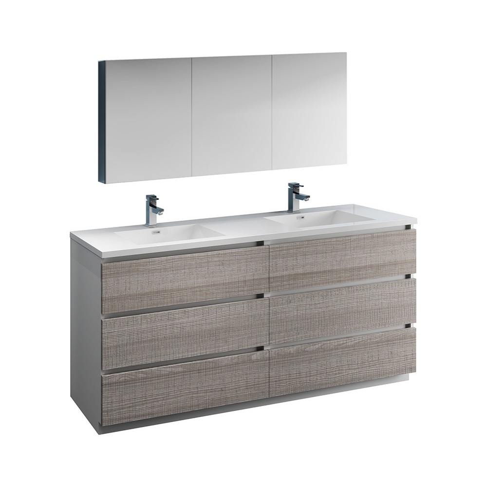 72 Gray Free Standing Dbl Sink Bathroom Vanity, Medicine Cabinet, FVN93-3636HA-D 72 Gray Free Standing Dbl Sink Bathroom Vanity, Medicine Cabinet, FVN93-3636HA-D