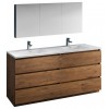 72 Rosewood Free Standing Dbl Sink Bathroom Vanity, Medicine Cabinet, FVN93