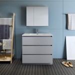 Fresca Lazzaro 36" Gray Free Standing Modern Bathroom Vanity w/ Medicine Cabinet