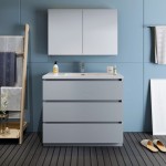 Fresca Lazzaro 42" Gray Free Standing Modern Bathroom Vanity w/ Medicine Cabinet