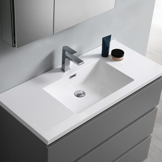 Fresca Lazzaro 42" Gray Free Standing Modern Bathroom Vanity w/ Medicine Cabinet