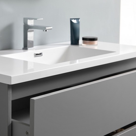 Fresca Lazzaro 42" Gray Free Standing Modern Bathroom Vanity w/ Medicine Cabinet
