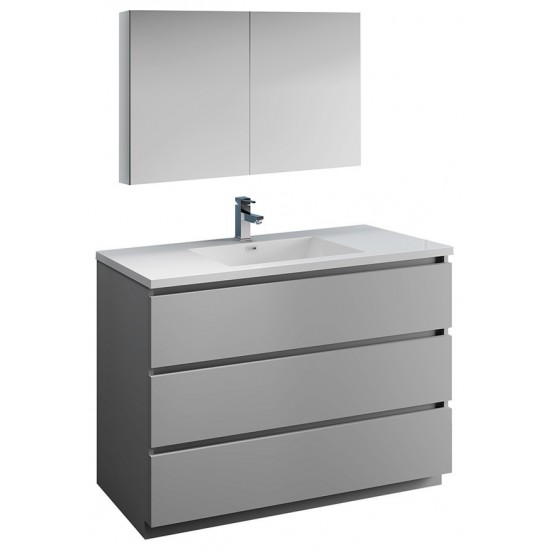 Fresca Lazzaro 48" Gray Free Standing Modern Bathroom Vanity w/ Medicine Cabinet