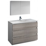 48 Glossy Ash Gray Free Standing Modern Bathroom Vanity w/ Medicine Cabinet