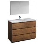 Lazzaro 48" Rosewood Free Standing Modern Bathroom Vanity w/ Medicine Cabinet