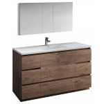 60 Rosewood Free Standing Single Sink Modern Bathroom Vanity w/ Medicine Cabinet