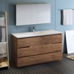 60 Rosewood Free Standing Single Sink Modern Bathroom Vanity w/ Medicine Cabinet