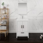 Imperia 24 Glossy White Free Standing Modern Bathroom Vanity w/ Medicine Cabinet