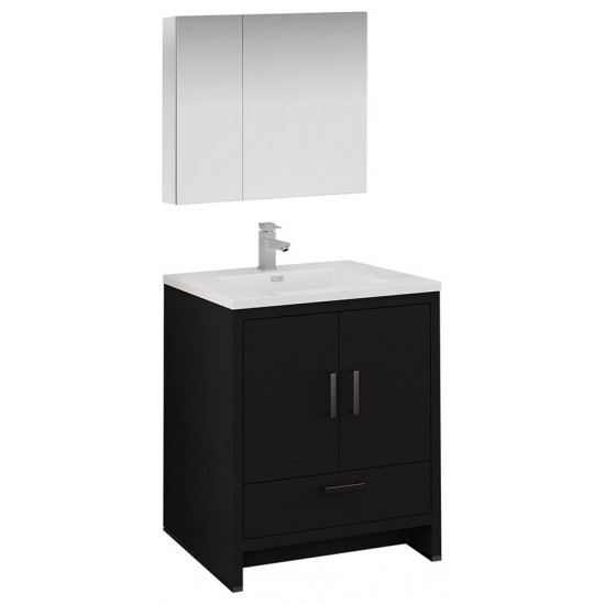 Imperia 30 Dark Gray Oak Free Standing Bathroom Vanity w/ Medicine Cabinet