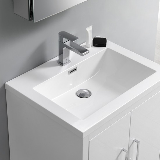 Imperia 30 Glossy White Free Standing Modern Bathroom Vanity w/ Medicine Cabinet