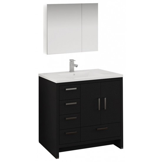 Imperia 36 Dark Gray Oak Free Standing Bathroom Vanity w/ Medicine Cabinet- Left