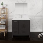 Imperia 36 Dark Gray Oak Free Standing Bathroom Vanity w/ Medicine Cabinet- Left