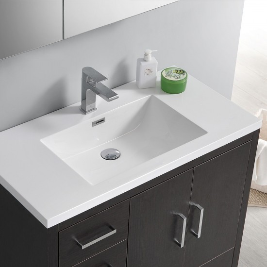 Imperia 36 Dark Gray Oak Free Standing Bathroom Vanity w/ Medicine Cabinet- Left