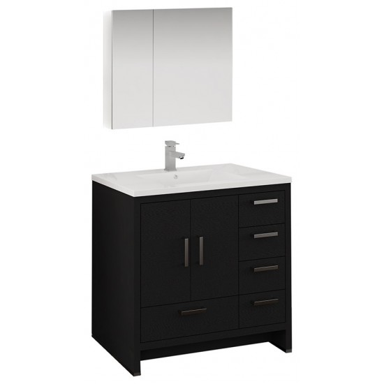 Imperia 36 Dark Gray Free Standing Bathroom Vanity w/ Medicine Cabinet - Right