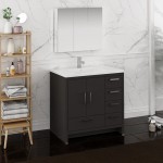 Imperia 36 Dark Gray Free Standing Bathroom Vanity w/ Medicine Cabinet - Right