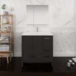 Imperia 36 Dark Gray Free Standing Bathroom Vanity w/ Medicine Cabinet - Right