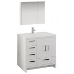 Imperia 36 White Free Standing Bathroom Vanity w/ Medicine Cabinet- Left Version