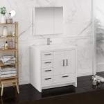 Imperia 36 White Free Standing Bathroom Vanity w/ Medicine Cabinet- Left Version