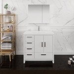 Imperia 36 White Free Standing Bathroom Vanity w/ Medicine Cabinet- Left Version