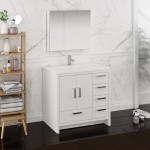 Imperia 36 White Free Standing Bathroom Vanity w/ Medicine Cabinet - Right
