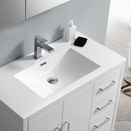Imperia 36 White Free Standing Bathroom Vanity w/ Medicine Cabinet - Right