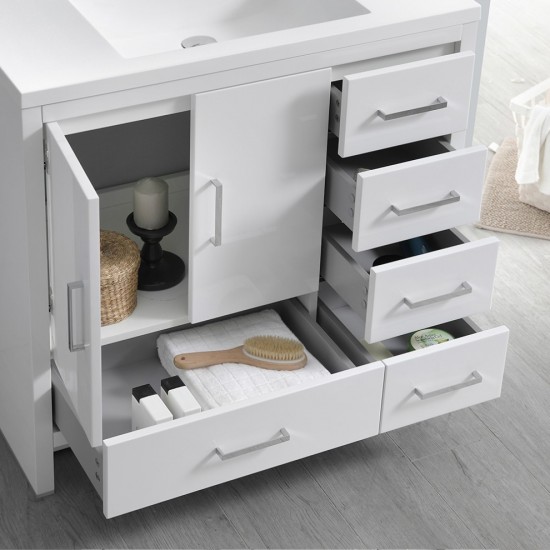 Imperia 36 White Free Standing Bathroom Vanity w/ Medicine Cabinet - Right