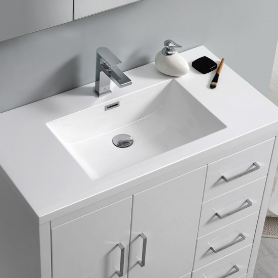 Imperia 36 White Free Standing Bathroom Vanity w/ Medicine Cabinet - Right