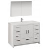 Imperia 48 Glossy White Free Standing Modern Bathroom Vanity w/ Medicine Cabinet