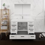 Imperia 48 Glossy White Free Standing Modern Bathroom Vanity w/ Medicine Cabinet