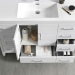 Imperia 48 Glossy White Free Standing Modern Bathroom Vanity w/ Medicine Cabinet