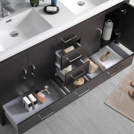 Imperia 60 Dark Gray Free Standing DBL Sink Bathroom Vanity w/ Medicine Cabinet