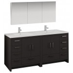 Imperia 72 Dark Gray Free Standing DBL Sink Bathroom Vanity w/ Medicine Cabinet