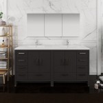 Imperia 72 Dark Gray Free Standing DBL Sink Bathroom Vanity w/ Medicine Cabinet