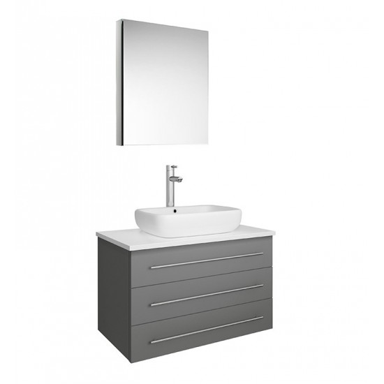 FVN6183GR-VSL Modello 32 Gray Wall Hung Bathroom Vanity with Medicine Cabinet