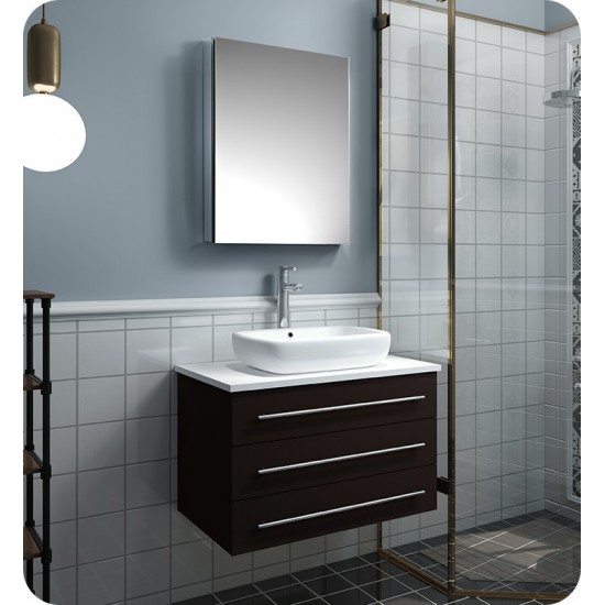 FVN6183ES-VSL Modello 32 Espresso Wall Hung Bathroom Vanity & Medicine Cabinet