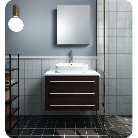 FVN6183ES-VSL Modello 32 Espresso Wall Hung Bathroom Vanity & Medicine Cabinet