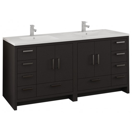 Imperia 72 Dark Gray Free Standing DBL Sink Bathroom Cabinet w/ Integrated Sink