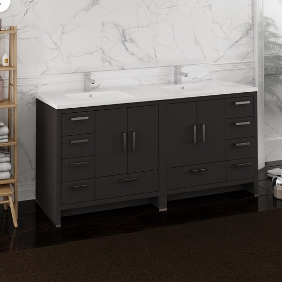 Imperia 72 Dark Gray Free Standing DBL Sink Bathroom Cabinet w/ Integrated Sink