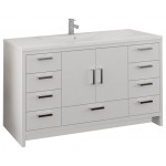 Imperia 60 White Free Standing Modern Bathroom Cabinet w/ Integrated Single Sink