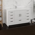 Imperia 60 White Free Standing Modern Bathroom Cabinet w/ Integrated Single Sink