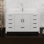 Imperia 60 White Free Standing Modern Bathroom Cabinet w/ Integrated Single Sink