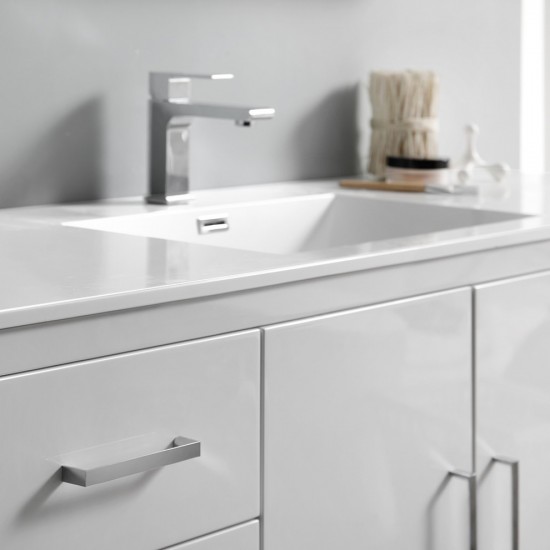 Imperia 60 White Free Standing Modern Bathroom Cabinet w/ Integrated Single Sink